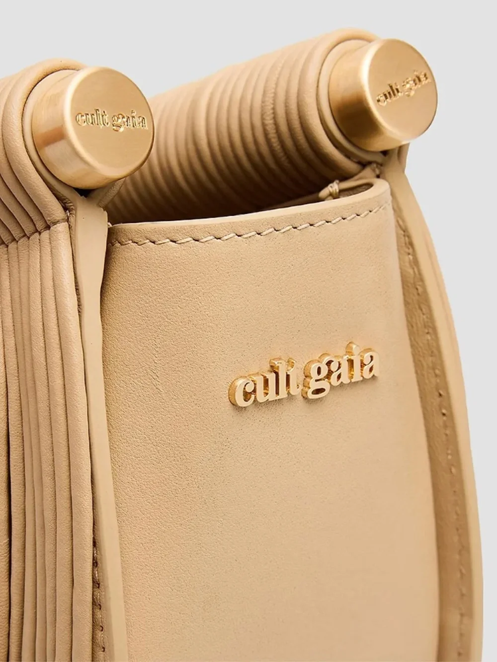 NWT Cult Gaia Lou Draped Leather Clutch - Beige